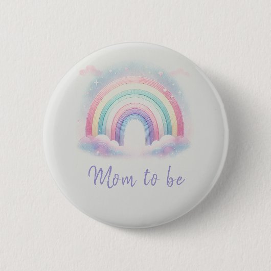 Pastel Rainbow Mom-to-Be Button - Gepersonaliseerd (Voorkant)