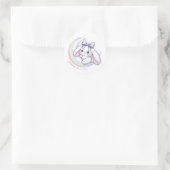 Pastel Rainbow Moon Bunny - Dreamy Starry Night  Ronde Sticker (Tas)