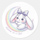 Pastel Rainbow Moon Bunny - Dreamy Starry Night  Ronde Sticker (Voorkant)