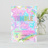 Pastel Rainbow Neon Gymnastiek Verjaardagsfeest Kaart (Staand voorkant)