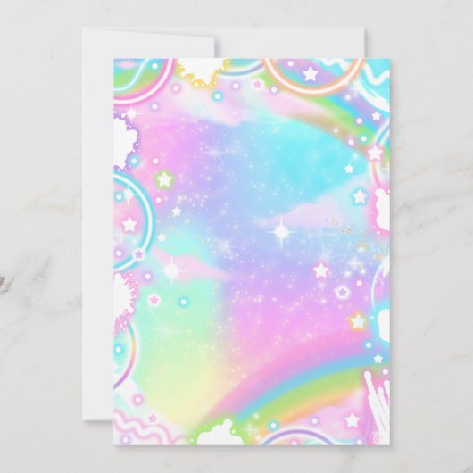 Pastel Rainbow Neon Gymnastiek Verjaardagsfeest Kaart (Achterkant)