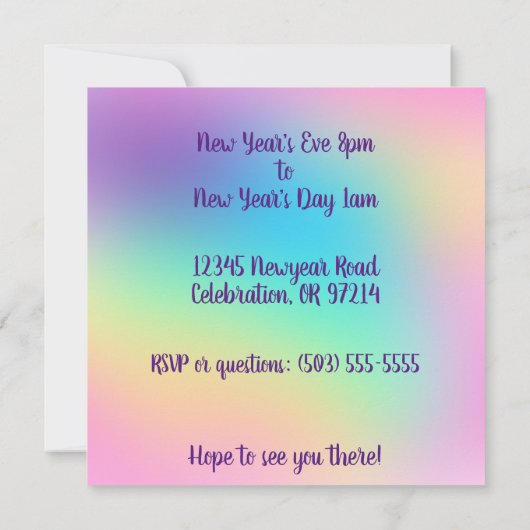 Pastel Rainbow nieuwjaarspartij Kaart (Achterkant)