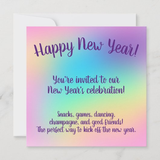 Pastel Rainbow nieuwjaarspartij Kaart (Voorkant)