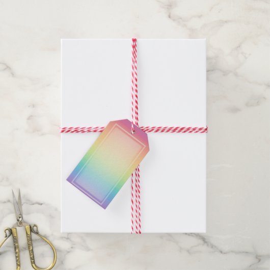 Pastel Rainbow Ombre, aangepast Cadeaulabel (Met Touw)
