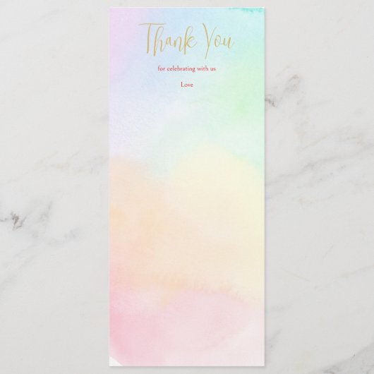 Pastel rainbow ombre baby shower menu (Achterkant)