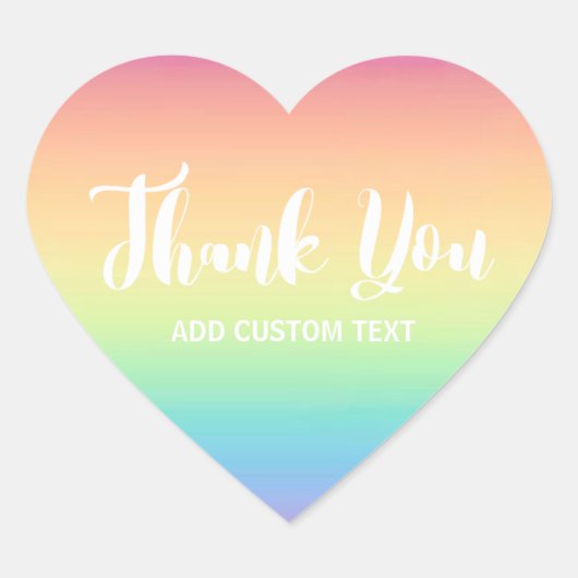 Pastel Rainbow Ombre Custom Bedankt Hart Sticker (Voorkant)