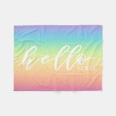 Pastel Rainbow Ombre Hallo gepersonaliseerd Fleece Deken (Voorkant (Horizontaal))
