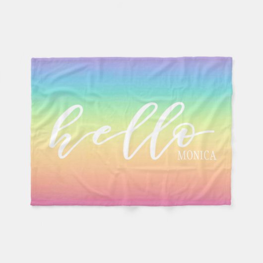 Pastel Rainbow Ombre Hallo gepersonaliseerd Fleece Deken (Voorkant (Horizontaal))