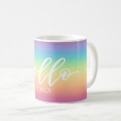 Pastel Rainbow Ombre Hallo gepersonaliseerd Koffiemok (Voorkant rechts)