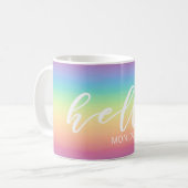 Pastel Rainbow Ombre Hallo gepersonaliseerd Koffiemok (Voorkant links)