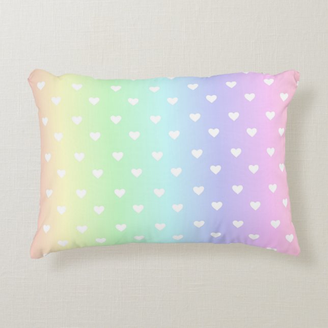 Pastel Rainbow Ombre Hearts Patroon Accent Kussen (Voorkant)