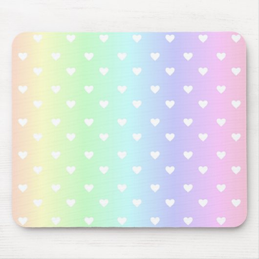 Pastel Rainbow Ombre Hearts Patroon Muismat (Voorkant)