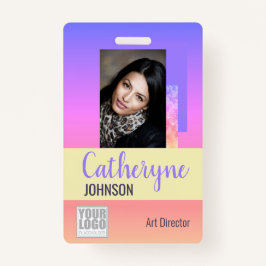 Pastel Rainbow Ombre Logo Barcode ID Sjabloon Card Badge