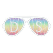 Pastel Rainbow Ombre Monogram op maat Aviator Zonnebril (Voorkant)