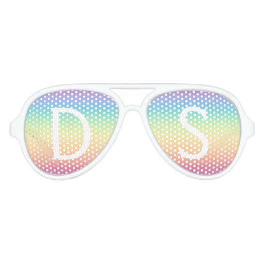 Pastel Rainbow Ombre Monogram op maat Aviator Zonnebril (Voorkant)