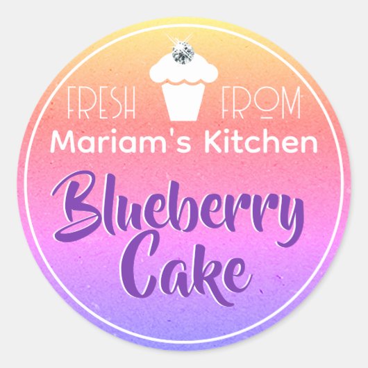Pastel Rainbow Ombre Rhinestone Cake Pastry Label (Voorkant)