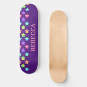 Pastel Rainbow Ombre Stars op Paarse achtergrond Persoonlijk Skateboard (Voorkant)