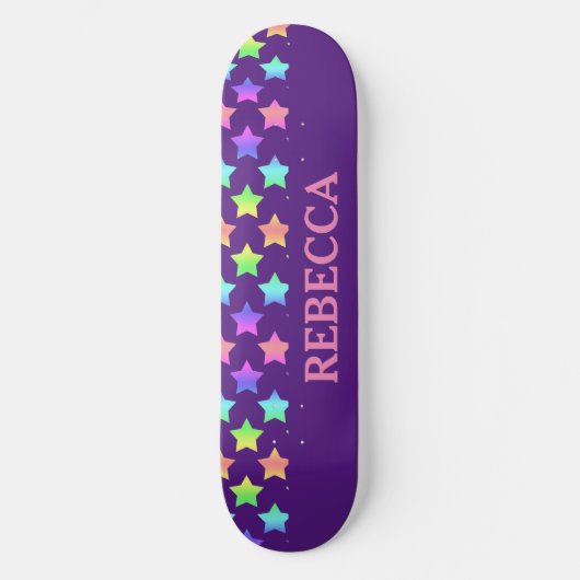 Pastel Rainbow Ombre Stars op Paarse achtergrond Persoonlijk Skateboard (Voorkant)