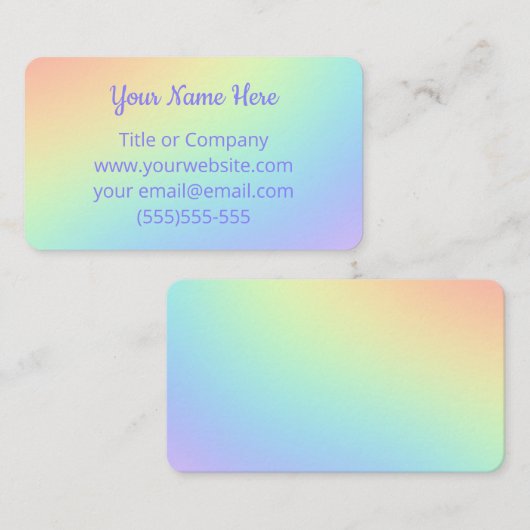 Pastel Rainbow Ombre Visitekaartjes (Voorkant / Achterkant)