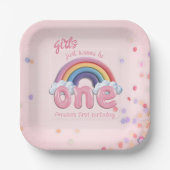 Pastel Rainbow One First Birthday Party Papieren Bordje (Voorkant)
