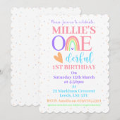 Pastel Rainbow ONEderful 1e verjaardagsfeestje Uit Kaart (Voorkant / Achterkant)