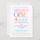 Pastel Rainbow ONEderful 1e verjaardagsfeestje Uit Kaart (Voorkant)