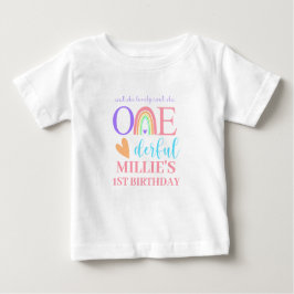 Pastel Rainbow ONEderful 1st Birthday Baby T-shirt