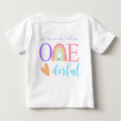 Pastel Rainbow ONEderful 1st Birthday Baby T-shirt (Achterkant)