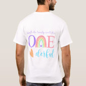 Pastel Rainbow ONEderful 1st Birthday Dads T-shirt (Achterkant)