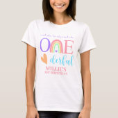 Pastel Rainbow ONEderful 1st Birthday Mums T-shirt (Voorkant)