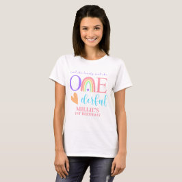 Pastel Rainbow ONEderful 1st Birthday Mums T-shirt