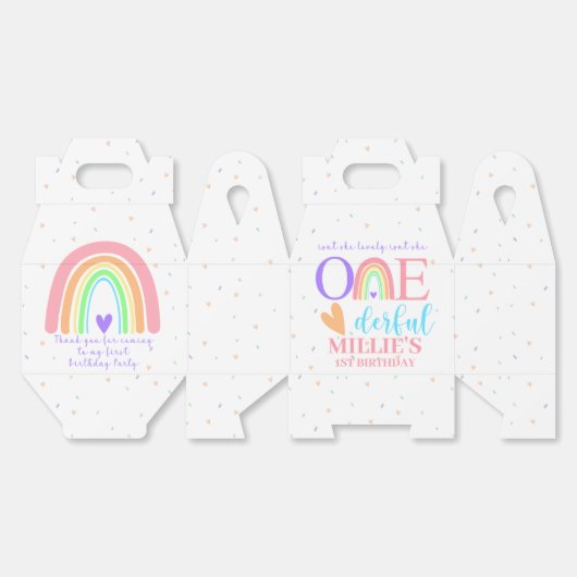 Pastel Rainbow ONEderful eerste verjaardag gunstbo Bedankdoosjes (Ongevouwen)