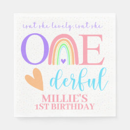 Pastel Rainbow ONEderful eerste verjaardag servett Servet