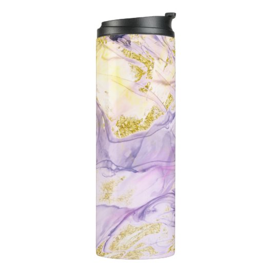 *~ Pastel Rainbow Opal Abstract Gold Glitter Thermosbeker (Gedraaid links)