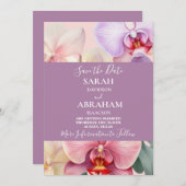 Pastel Rainbow Orchids Bewaar de datum Kaart (Voorkant / Achterkant)