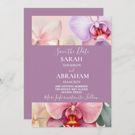 Pastel Rainbow Orchids Bewaar de datum Kaart (Voorkant / Achterkant)