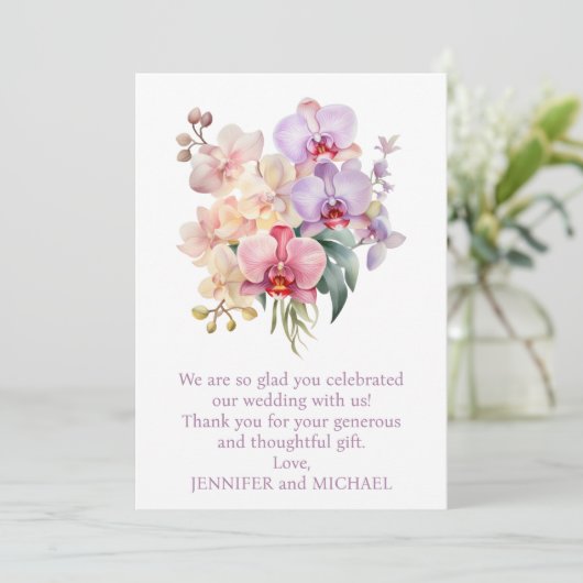Pastel Rainbow Orchids bruiloft Bedankt Opmerking (Staand voorkant)