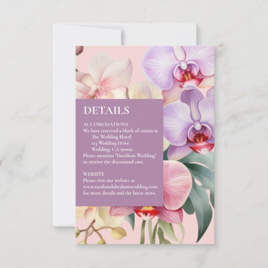 Pastel Rainbow Orchids Details Behuizing Kaarten RSVP Kaartje (Voorkant)