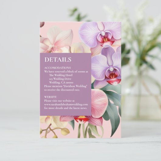 Pastel Rainbow Orchids Details Behuizing Kaarten RSVP Kaartje (Staand voorkant)