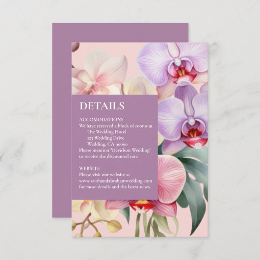 Pastel Rainbow Orchids Details Behuizing Kaarten RSVP Kaartje (Voorkant / Achterkant)