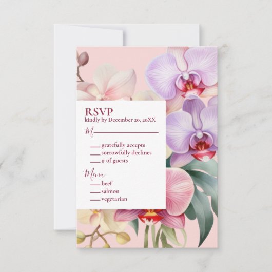 Pastel Rainbow Orchids RSVP Response Kaart (Voorkant)