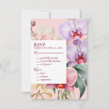 Pastel Rainbow Orchids RSVP Response Kaart