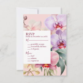 Pastel Rainbow Orchids RSVP Response Kaart