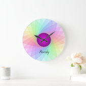 Pastel Rainbow Paars Twirl Name Gepersonaliseerd Grote Klok (Huis)