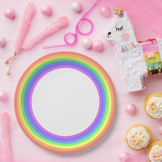 Pastel Rainbow Party Papieren Bordje (Feest)