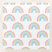 Pastel Rainbow-patroon Glazen Onderzetter (Voorkant)