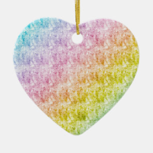 Pastel Rainbow Patroon Hart Keramisch Ornament