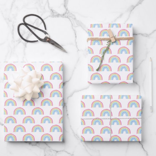 Pastel Rainbow-patroon Inpakpapier Vel (Voorkant)