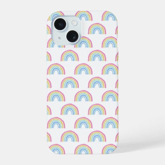 Pastel Rainbow-patroon iPhone 15 Case (Achterkant)