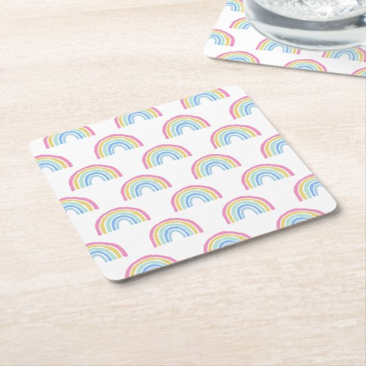 Pastel Rainbow-patroon Kartonnen Onderzetters (Schuin)